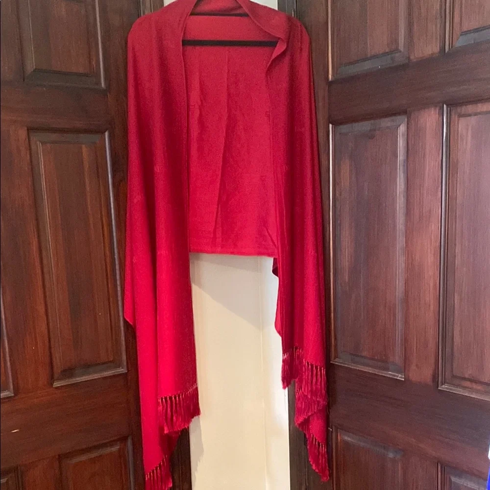 Christian Dior Red Cashmere Scarf Shawl